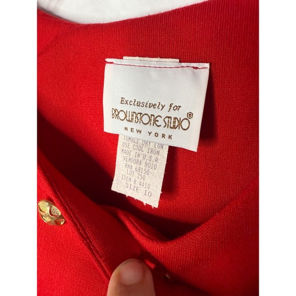 Browstone Studio Red Double Breasted Button Front Dress Size 10 USA Made 80s - Picture 3 of 4